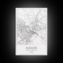 Load image into Gallery viewer, Augusta Street Map, Georgia Map, City Map Art, Dorm Wall Art, Adventure Wall Art, Minimalist Art, Wall Art, Canvas Print, Canvas Wall Art
