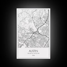 Carregar imagem no visualizador da galeria, Austin Street Map, Texas Map, City Map Art, Office Wall Art, Travel Décor, Minimalist Art, Wall Art, Canvas Print, Canvas Wall Art