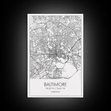 Carregar imagem no visualizador da galeria, Baltimore Street Map, Maryland Map, City Wall Art, Travel Print, Bedroom Print, Modern Art, Wall Art, Canvas Print, Canvas Wall Art