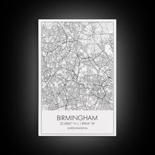 Load image into Gallery viewer, Birmingham Street Map, United Kingdom Map, City Map Art, Modern Art, Wall Art, Canvas Print, Canvas Wall Art, Aviation Gift, Classroom Decor