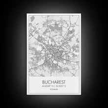 Carregar imagem no visualizador da galeria, Bucharest Street Map, Romania Map, City Map Art, Modern Art, Wall Art, Canvas Print, Canvas Wall Art, Adventure Wall Art, Vacation Gift