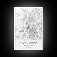 Cargar imagen en el visor de la galería, Chattanooga Street Map, Tennessee Map, City Map Art, Modern Art, Wall Art, Canvas Print, Canvas Wall Art, Office Wall Art, Travelling Gifts