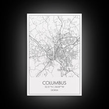 Cargar imagen en el visor de la galería, Columbus Street Map, Georgia Map, City Map Art, Minimalist Art, Wall Art, Canvas Print, Canvas Wall Art, City Wall Art, Travel Wall Print