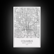 Cargar imagen en el visor de la galería, Columbus Street Map, Ohio Map, City Map Art, Minimalist Art, Wall Art, Canvas Print, Canvas Wall Art, Travel Decor, Office Wall Art