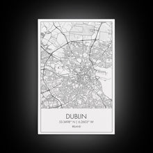Load image into Gallery viewer, Dublin Street Map, Ireland Map, Europe City Map Art, Minimalist Art, Wall Art, Canvas Print, Pilot Gifts, Travel Wall Art, Above Bed Décor