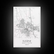 Carregar imagem no visualizador da galeria, Eugene Street Map, Oregon Map, City Map Art, Minimalist Art, Wall Art, Canvas Print, Traveler Gift, Home Office Wall Art, Travel Décor