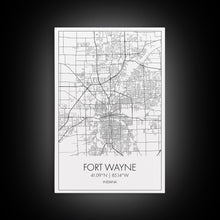 Carregar imagem no visualizador da galeria, Fort Wayne Street Map, Indiana Map, City Map Art, Minimalist Art, Wall Art, Canvas Print, Office Wall Décor, Gifts For Him, Travel Print