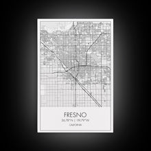 Carregar imagem no visualizador da galeria, Fresno Street Map, California Map, City Map Art, Minimalist Art, Wall Art, Canvas Print, Bar Wall Art, Teen Gift, Travel Wall Art,