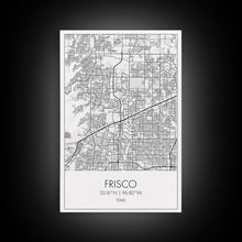 Load image into Gallery viewer, Frisco Street Map, Texas Map, City Map Art, Minimalist Art, Wall Art, Canvas Print, Black And White Art, Office Wall Art, Aviation Gift
