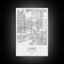 Carregar imagem no visualizador da galeria, Gilbert Street Map, Arizona Map, City Map Art, Minimalist Art, Wall Art, Canvas Print, Black And White Map, Man Cave Art, Travel Wall Art