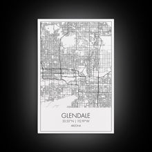 Carregar imagem no visualizador da galeria, Glendale Street Map, Arizona Map, City Map Art, Minimalist Art, Wall Art, Canvas Print, Black And White Map, Above Bed Art, Wanderlust Gift