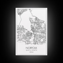 Load image into Gallery viewer, Norfolk Street Map, Virginia Map, City Map Art, Modern Art, Wall Art, Canvas Print, Bedroom Décor, College Student Gift, Travel Print