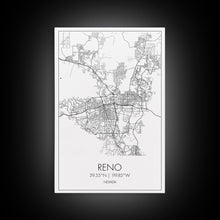 Load image into Gallery viewer, Reno Street Map, Nevada Map, City Map Art, Minimalist Art, Wall Art, Canvas Print, Girls Room Décor, Traveler Gift, Travel Art Print