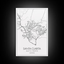 Load image into Gallery viewer, Santa Clarita Street Map, California Map, City Map Print, Minimalist Art, Wall Art, Canvas Print, Bedroom Wall Décor, Unique Travel Gifts