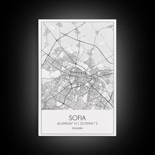 Cargar imagen en el visor de la galería, Sofia Street Map, Bulgaria Map, City Map Print, Minimalist Art, Wall Art, Canvas Print, Home Office Wall Art, Friend Gift, Travel Print