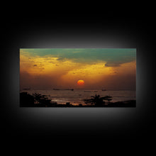 Carregar imagem no visualizador da galeria, Canvas Print, Tropical sunset over the ocean, beach art, island life, living room wall art, guest room wall art