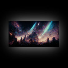 Carregar imagem no visualizador da galeria, Aurora Borealis Landscape Canvas Print, Mountains of Norway, cool wall art, unique wall art, mountain landscape wall art, space and stars