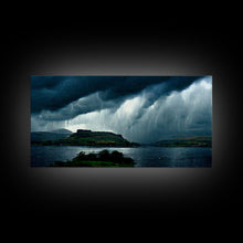 Carregar imagem no visualizador da galeria, Foggy night rainstorm over the lake canvas print, nature and landscape wall art, ready to hang, cool wall art