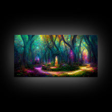 Carregar imagem no visualizador da galeria, Fantasy wall art, canvas print, magical forest, fantasy landscape art, ready to hang wall art