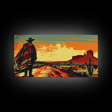 Carregar imagem no visualizador da galeria, Abstract Cowboy in Desert Sunset Scene, Boho Bedroom Art, Framed Canvas Print, Modern Living Room Decoration, Rustic Wall Art