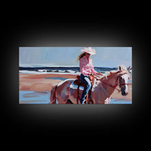 Load image into Gallery viewer, Cowboy Riding Bucking Horse, High Energy Framed Canvas Print, Perfect for Western Living Room Art, Bedroom Decor, Rustic Home Wall Art