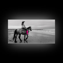 Carregar imagem no visualizador da galeria, Framed Canvas Print of Highland Cow in Winter Hat, Fun and Quirky Wall Art for Living Room or Bedroom, Unique Decor