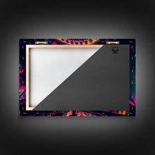 Cargar imagen en el visor de la galería, Colorful boardwalk art, neon lit night time ferris wheel, framed canvas print, framed wall art