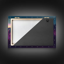 Carregar imagem no visualizador da galeria, Cute animal prints, vaporwave fox hunting in the tall grass, framed canvas print