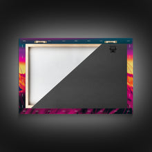 Carregar imagem no visualizador da galeria, Cute fox in the tall grass, animal print, vaporwave framed canvas print, retrowave animal art