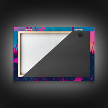 Load image into Gallery viewer, Beautiful butterfly art, vaporwave aesthetic pastel art, framed canvas print, synthwave art