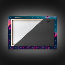 Load image into Gallery viewer, Beautiful turquoise butterfly art, vaporwave aesthetic pastel art, framed canvas print, synthwave art