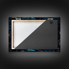 Load image into Gallery viewer, Black and Turquoise Panther, framed canvas print, unique wall art, wildlife canvas art, living room wall art