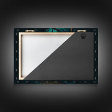 Load image into Gallery viewer, Blue Eyed Black Panther, framed canvas print, unique wall art, wildlife canvas art, living room wall art