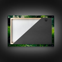 Load image into Gallery viewer, Beautiful field of wildflowers, Emerald green watercolor, framed canvas print, living room wall decor