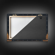 Carregar imagem no visualizador da galeria, Art Deco Style Mountain landscape at Sunset, Framed Canvas Print, Large Format Wall Art, Huge Wall Decor, Black and Gold