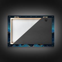 Load image into Gallery viewer, Retro Art Deco Style Pueblo Desert Art, Cactus Desert Landscape under a Full Moon, Framed Canvas Print, Cute Western Decor