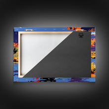 Load image into Gallery viewer, Crossing The Colorado River, Framed Canvas Print, Kitsch Western Wall Art, Colorful Western Painting Original Artwork, Pop Art Painting