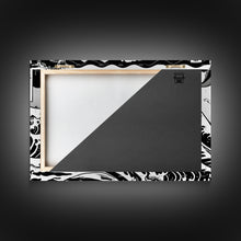 Load image into Gallery viewer, Beautiful Black and White Ocean Wave Wall art, Framed Canvas Print, Retro Japanese Inspired Hokusai Style Wave Art