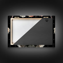 Carregar imagem no visualizador da galeria, Framed Highland Cow With Flowers Painting canvas print Farmhouse art Cattle Wooden background Country wall art Cow print Rustic Wall Art