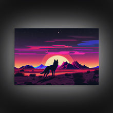 Load image into Gallery viewer, Desert Full Moon Silhouette Fox Purple Wall Art Print, Wall Decor, Wall Poster, Fine Art Print