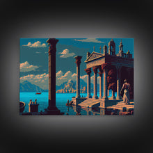 Load image into Gallery viewer, Ancient Roman Architecture, 8 bit pixel art, framed canvas print