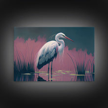 Load image into Gallery viewer, Beautiful stork watercolor, framed canvas print