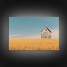 Load image into Gallery viewer, Liminal Spaces, Rustic Farmhouse Wall Decor, Teal Gray Barn Landscape Art Print or Canvas, Country Living Room Wall Decor, Liminal Art