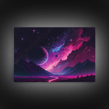 Carregar imagem no visualizador da galeria, Alien Planet Fantasy Landscape Mountains Pink Voilet Fine Art Print, Wall Art Print, Wall Poster, Wall Décor