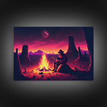 Carregar imagem no visualizador da galeria, Campfire Songs, Retrowave style art, framed canvas print, synthwave art