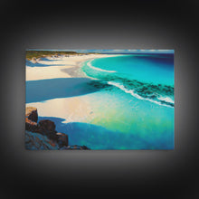 Load image into Gallery viewer, Bird's Eye View Of a Tropical Beach, Framed Canvas Print, Lake House Art, Modern Farmhouse Decor