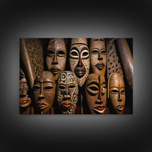 Carregar imagem no visualizador da galeria, African Traditional Masks Framed Canvas Wall Art | Canvas Print Decor for Home & Office Decoration I Ready To Hang Canvas Print