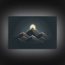 Load image into Gallery viewer, Black and Gold Art Deco Style Mountain landscape at Sunset, Framed Canvas Print, Large Format Wall Art, Huge Wall Decor