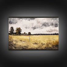 Load image into Gallery viewer, Early American Style Landscape Art | Primitive Farmhouse Decor | Framed Canvas Print | Wall Art | Wall Decor | Office Art | Muted Art