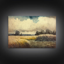 Load image into Gallery viewer, Subdued Watercolor Wall Art, Framed Canvas Print, Muted Moody Minimalist Boho Style Wall Art, Guest Room, Above Bed Art, Above Sofa Wall Art